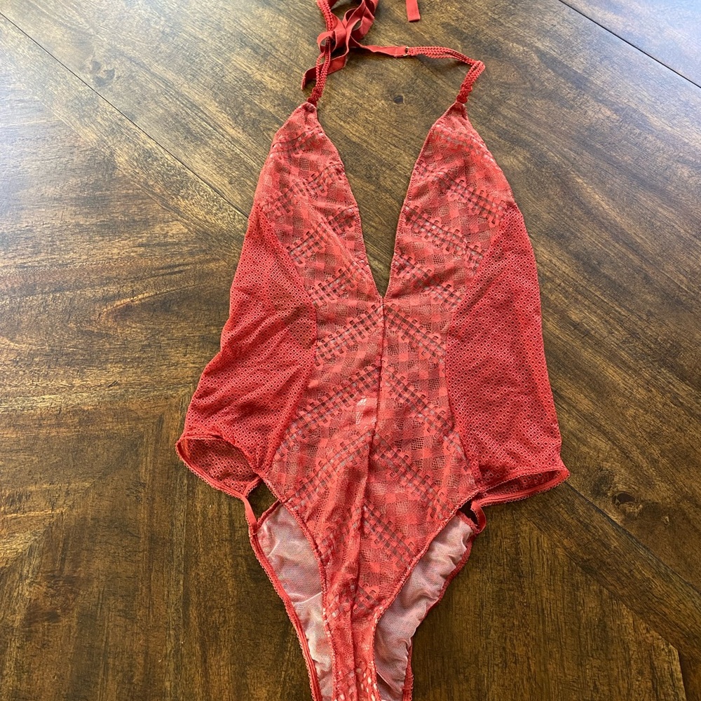 NWOT L Victoria's Secret burnt orange Plunging V-Neck High-Cut lingerie
